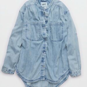 Aerie Roll with It Blue Denim Button-Up
